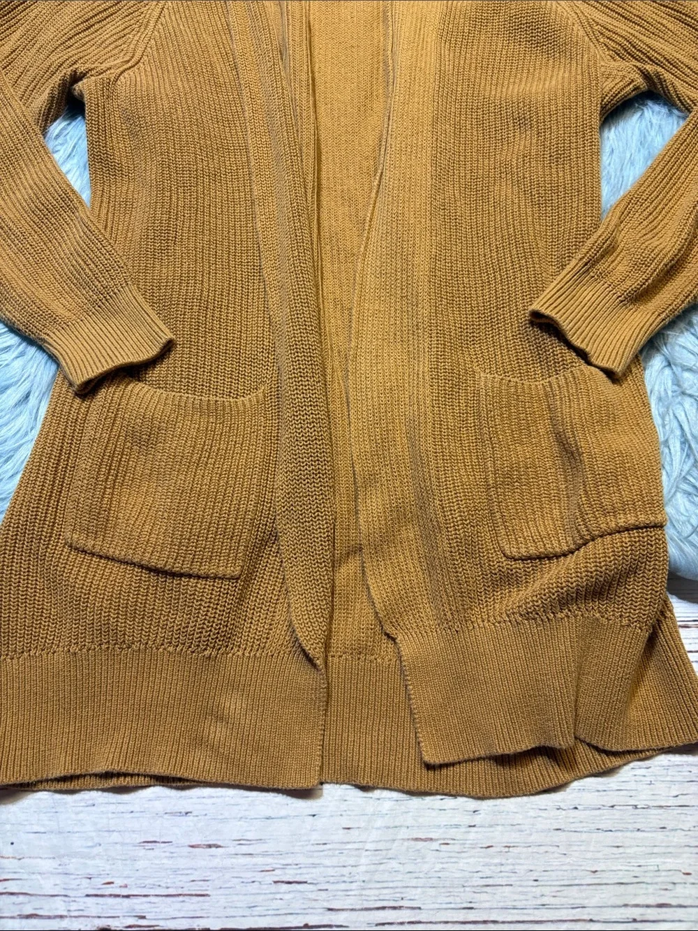 bp Mustard Open-Front Cardigan Knit Sweater sz M